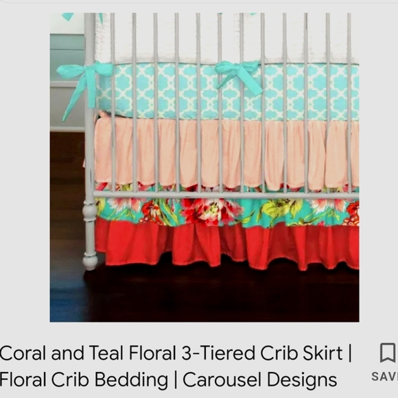 Carousel Designs Coral Floral Bedding 4 piece Set - Picture 2 of 8